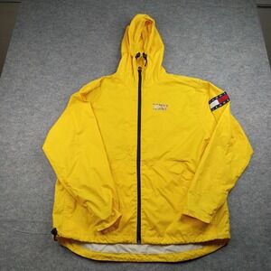 Tommy Hilfiger Jacket Mens Large Hooded Full Zip Windbreaker Rain Coat Logo Flag